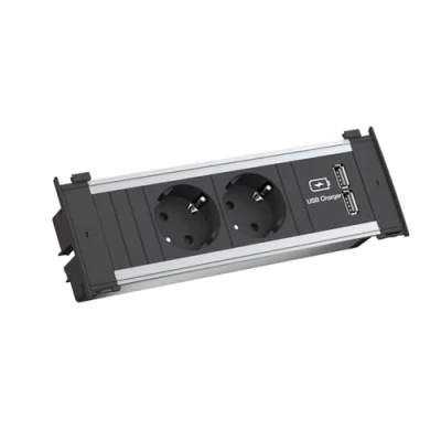 Imagen de Bachmann Kapsa 927.051, 2 enchufes con protección de contacto, 1 cargador USB doble