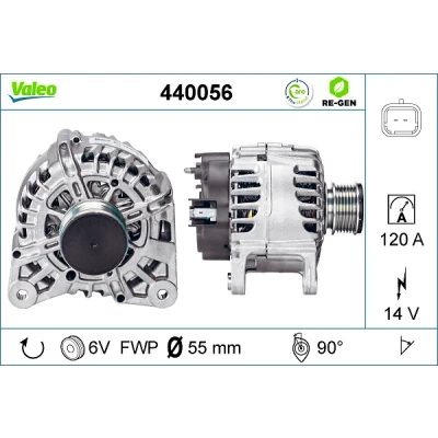 Imagen de VALEO 440056 Alternador 14V 120A RENAULT: CLIO 2, Kangoo I, MEGANE 3, DACIA: SANDERO Logan I Berlina, Duster SUV norauto, oscaro, mister auto