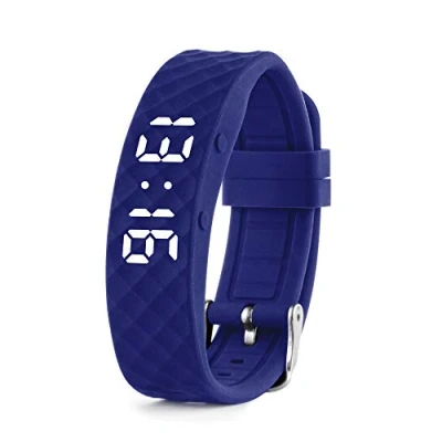 Imagen de TabTime Reloj con recordatorio vibrador (Instrucciones en español): hasta 10 alarmas personales o recordatorios de píldoras por día (Azul, Grande)