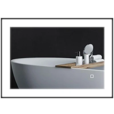 Imagen de HOMCOM Espejo de Baño con Luz LED 70x50 cm Pared 3 Colores Función Antivaho Memoria Interruptor Táctil Horizontal/Vertical