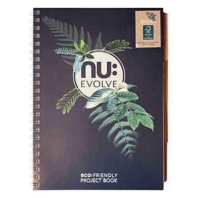 Imagen de Nu Notebooks Evolve Range Cuaderno reciclado de proyectos A4 espiral Cuadernos papelería Bloc notas profesional 150 páginas