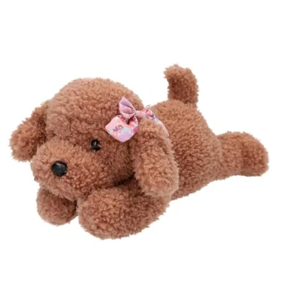 Imagen de Depesche 13173 TOPModel Floral Perro con Pelo Rizado en Color marrón, Aprox. 24 cm de Alto Peluche Lazo, Multicolor