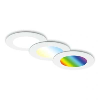 Imagen de BRILONER Juego de 3 lámparas LED empotradas en el techo, RGB CCT, foco empotrado baño, baño IP65, negro, 92x45 mm (DxH)