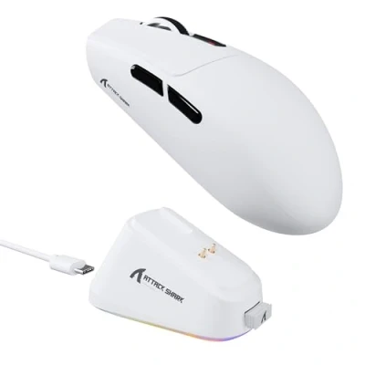 Imagen de ATTACK SHARK G3PRO Gaming Mouse with Magnetic Charging Dock, PixArt PAW3311 Sensor, BT/2.4G Wireless/Wired Mouse, 25000 dpi, Gamer Mice for Win11/Xbox/PS/Mac (White)