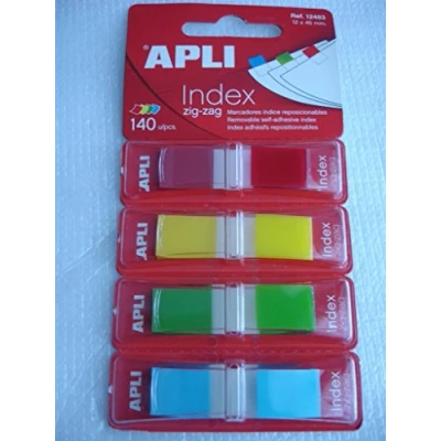 Imagen de APLI 12483 Índices adhesivos zig zag (45 x 12 mm), film ZigZag colores surtidos