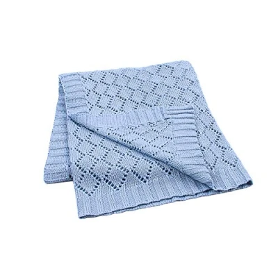 Imagen de Odot Manta de Punto para Bebé Recién Nacido, Suave y Cálida Crochet Cobija Toalla Cama Niños Swaddle Bebe Cuna, Cochecito Silla Paseo (80x100cm,Azul)