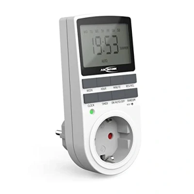 Imagen de ANSMANN Temporizador Digital con 10 Tiempos de conmutación, Pantalla LCD, función aleatoria, Verano, 3680 W, semanal, Color Blanco