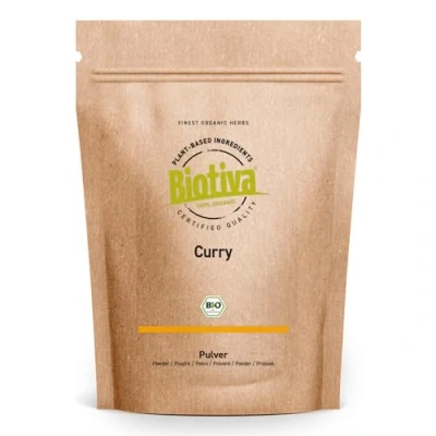 Imagen de Biotiva Curry fino orgánico molido 100g suavemene intenso según una antigua receta casera de la India sin potenciadores del sabor ni aditivos artificiales ingredientes 100% orgánicos