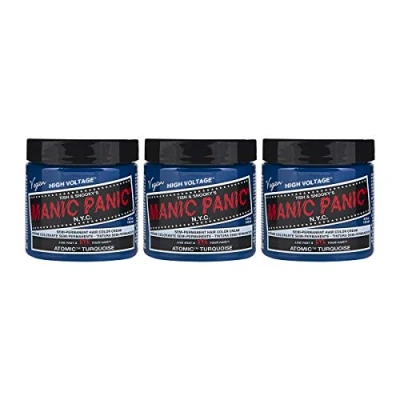Imagen de Manic Panic Atomic Turquoise Classic Creme, Vegan, Cruelty Free, Semi Permanent Hair Dye 3 x 118ml