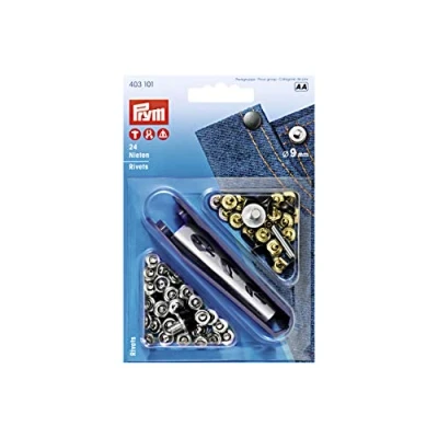 Imagen de Prym 403101 Remaches 9mm plat./acero viejo+herram.