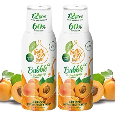 Imagen de 2 paquetes Light Bajo en carbohidratos Jarabe de fitness FruttaMax Azúcar Cero con Stevia 50 60% Contenido Fruta (2x500ml) (2 x Albaricoque Light)