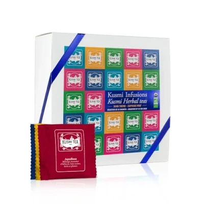 Imagen de Kusmi Tea Caja de Infusiones Surtido Té Regalo para Mujer o Hombre Juego Cesta 100% Orgánico Manzanilla, Hibisco, Rojo, Frías 9 Variedades, 45 Bolsitas