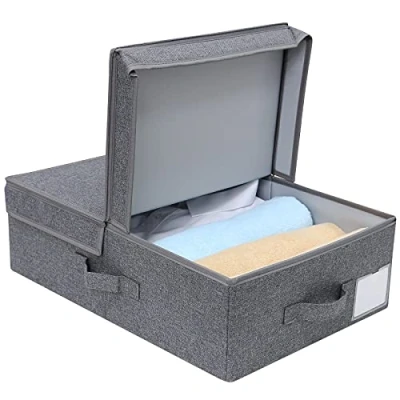 Imagen de Amonsen AMX Caja de almacenamiento plegable tela lavable con tapa para armario, buena calzoncillos, calcetines, bufandas, organizador sujetadores