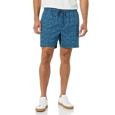 Imagen de Amazon Essentials Pantalones Cortos de 15 cm con Cordón Ajustable Hombre, Añil Azul Marino Palm Trees, S