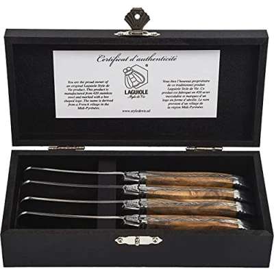 Imagen de Laguiole Style de Vie Luxury Line Cuchillo mantequilla (4 piezas, madera olivo)