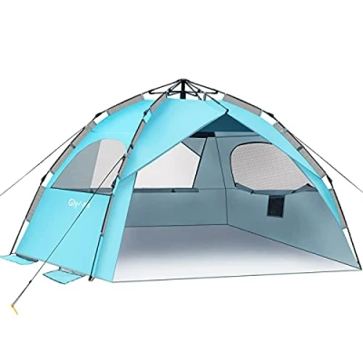 Imagen de Glymnis Tienda de Playa para 4 6 Personas, Carpa Hidráulica Automática Portátil Protección Solar UPF 50+, Proteccion UV, Ventilación con Bolsa Transporte Exteriores Picnic