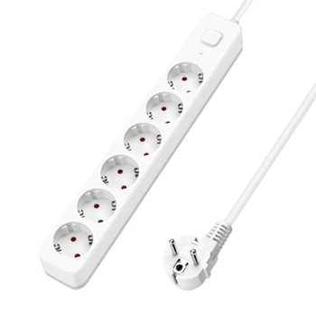 Imagen de Aigostar Regleta Enchufes, Alargador Enchufe de 6 Enchufes con Interruptor, Cable 3 Metros, Blanco