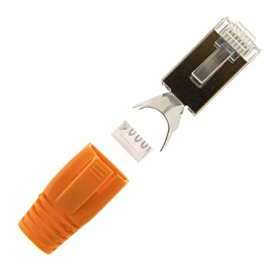 Imagen de 10 Conectores de Red LAN, crimpado, protección contra torceduras Naranja