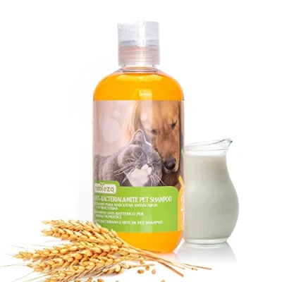 Imagen de Nobleza Champú para Perros y Gatos, Perro con Ingrediente Natural, de Piel Sensible Perros, Suave, Hidratación, Fragancia Leche Avena, 250ML