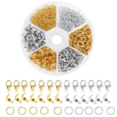 Imagen de 460 Piezas Cierres para Pulseras, Pulseras Collares de Joyas, Langosta Cierres, Joyería Collares, Tobilleras, Artesanal, Fabricación Joyas Bricolaje(oro, plata)