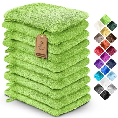 Imagen de NatureMark Paquete de 10 Manoplas Lavado Tejido Rizo, paños Lavado, 100% algodón, Manzana Verde, 10, 15 x 21 cm