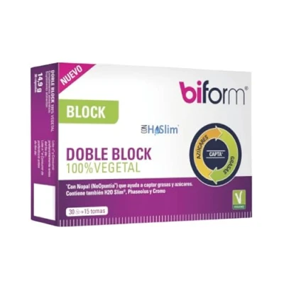 Imagen de Dielisa Biform Doble Acción, Complemento Alimenticio con H20 Slim, Nopal, Cromo y Extracto de Judía, Ayuda a Captar Grasas Controlar el Apetito 30 Cápsulas