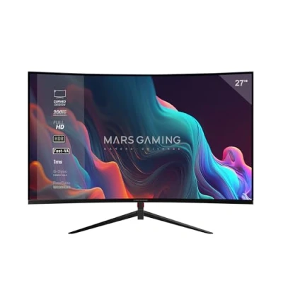 Imagen de MARSGAMING MV 27C, Monitor Gaming Curvo 27 FHD 1080p 200Hz, HDR10 1ms, FreeSync y G Sync, PC Sin Marco, Inclinación 20, Low Blue Light Flicker Free, HDMI + DisplayPort Jack 3.5mm, Negro