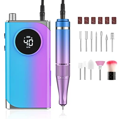 Imagen de Torno para Uñas Profesional 40000RPM, de Inalambrico Pulidor Lima Electrica Portatil Semipermanentes Acrilicas Manicura y Pedicura, Baja Vibración, Salón DIY