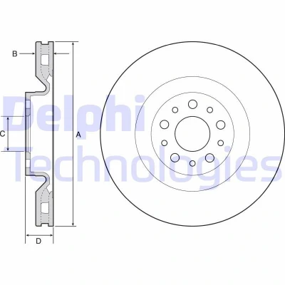 Imagen de DELPHI BG4556 Disco de freno 305 28 5 ventilado aceitado sin procesar cojinete rueda, anillo sensor ABS FIAT: 500L, Doblo II Furgón / Familiar