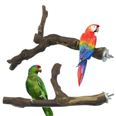 Imagen de Allazone 2 Pz Perca de Pájaro, Pájaro Madera Soporte Perca, Palo UVA Salvaje Natural, Juguetes para Pajaros Masticar Loros Loros, Periquitos, Cacatúas