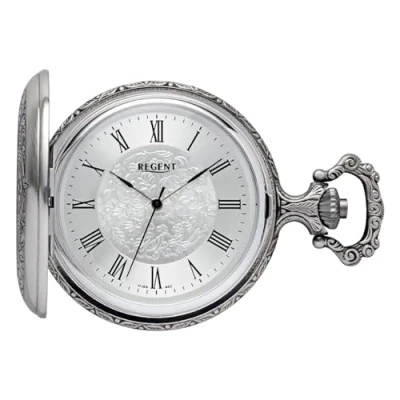 Imagen de REGENT Savonnette Reloj de bolsillo para hombre, diseño antiguo, 49 mm, cuerda manual mecánica, Números y minutos en diferentes variantes, P 723 romanos, Clásico