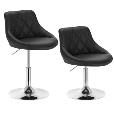 Imagen de WOLTU 2X Taburete de Bar con Respaldo Cuero Sintetico Taburetes Altos Cocina Regulables en Altura Giratorio Peluquería Sillas Escritorio Blanco BH241ws 2