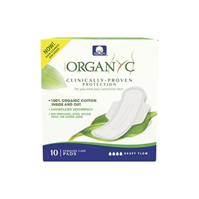 Imagen de Organ(y)c, Compresas de Algodón Certificado 100% Biológico para Sangrado Abundante 1 paquete x 10 unidades