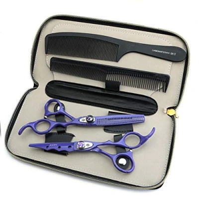 Imagen de JIESENYU 440 C Tijeras de peluquería (Acero Inoxidable, 17,2 cm), Color Morado