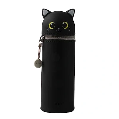 Imagen de I TOTAL® Estuche de Silicona Suave para la Escuela, Extensible con Forma Moldeada, Belleza (Black Cat)