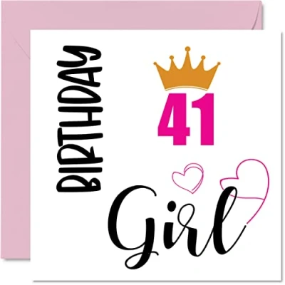 Imagen de Tarjeta de cumpleaños número 41 para mujeres, tarjetas mujer años, mamá, hermana, tía, prima, amiga, sobrina, 145 mm x mm, cuarenta y uno, primer cumpleaños,