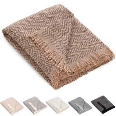 Imagen de HIPERMANTA Colcha Multiusos Sofa. Plaid Manta Foulard. Cubresofa. Comoda Practica Suave Calida. Modelo Zig Zag 180x260 cm Color Chocolate