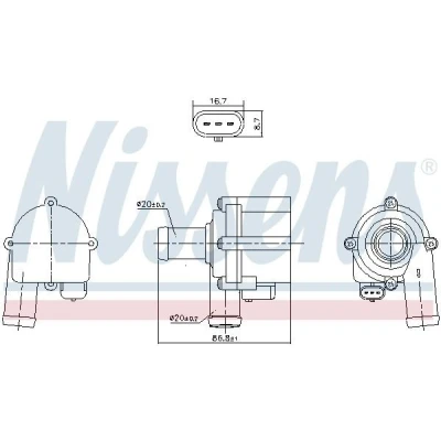 Imagen de NISSENS 832172 Bomba de agua Plástico eléctrico AUDI: A4 B8 Berlina, A5 Sportback, Avant