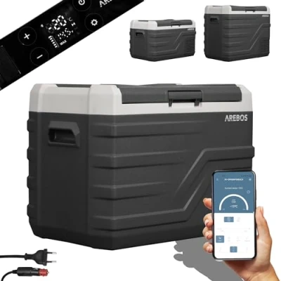 Imagen de Arebos Nevera con compresor 35 litros Congelador eléctrico control APP para enfriar, congelar y mantener caliente Frigorífico hasta 20 C coche puerto USB, 12/24 V 230V an