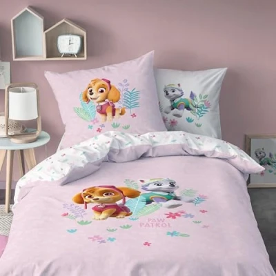 Imagen de ropa de cama franela 135 x 200 cm, la Patrulla Canina, Skye &amp; Everest, suave para otoño e invierno, 1 funda almohada 80 cm + nórdica 200, 100% algodón,