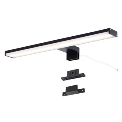 Imagen de Alpinaluz Aplique LED para Espejo de Baño Luz Blanca Neutra 4000K IP44 Carcasa Aluminio y Soportes en Policarbonato Negro Montaje Espejo, Pared o Mueble (40cm 10W)