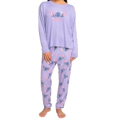 Imagen de Disney Pijama Mujer Lilo Y Stitch Pijamas para Manga Larga Morado XL