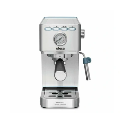 Imagen de Cafetera express Ufesa CE8030 MILAZZO, 20 bares, 1350 W, 2 tazas, Sistema Thermoblock, Plata