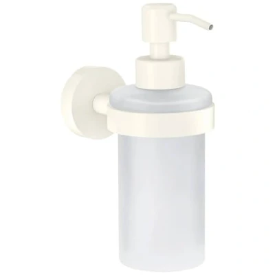 Imagen de tesa® MOON WHITE Dispensador de Jabón Vidrio Satinado con Estilo Industrial o Moderno Autoadhesivo, Sin Taladro Capacidad 200 ml 171 mm x 70 119 Blanco Mate