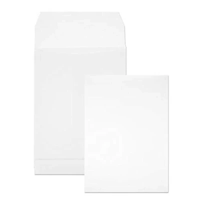 Imagen de Netuno 50x sobres blancos plegables DIN B5 176x250mm 120g solapa recta sin ventana con fuelles y despegable tira adhesiva expandibles para envíos correos certificados fotos documentos folletos