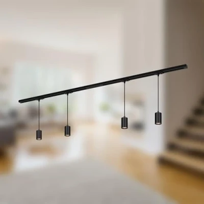 Imagen de Briloner RAIL 230 V sistema de riel, negro, 4 colgantes, longitud 1,5 m