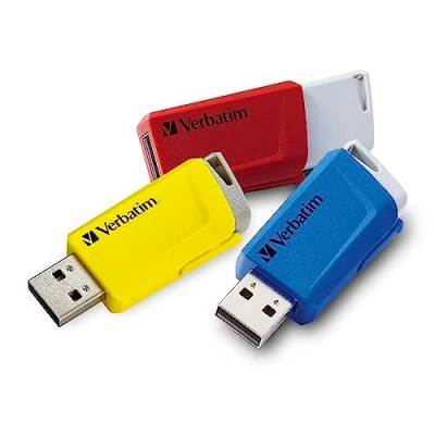 Imagen de VERBATIM Store &#039;n&#039; Click Memoria USB Stick 3X 3.2 Gen 1 I 16 GB con Mecanismo Bloqueo 3 Externa para Laptop Notebook y Co. hasta 5 Gbit/s Rojo Azul Amarillo