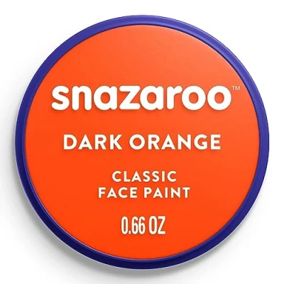Imagen de Snazaroo Pintura facial y corporal, 18 ml, color naranja oscuro, profesional a base de agua, pastilla aquacolor individual para adultos, niños efectos especiales