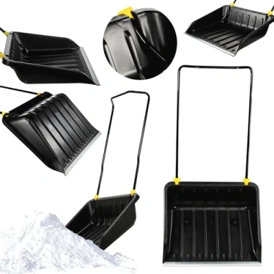 Imagen de KADAX Pala de nieve grande para con mango ergonómico metal, hoja plástico herraje aluminio, bandeja (negro/74 cm ancho)