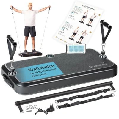 Imagen de Skandika Smart Training Station Equipamiento de Fitness para el hogar, polea 50 kg, Gimnasio Multifuncional Entrenamiento Todo Cuerpo, calistenia